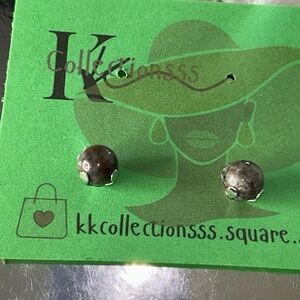 Black Jasper Stud Earrings